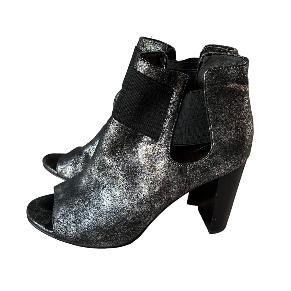 Kaari Blue Womens Ankle Booties Metallic Pewter Open Toe Cutout Block Heel 8.5 - Picture 4 of 8